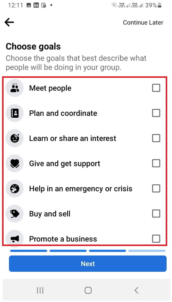 Facebook group create step 8