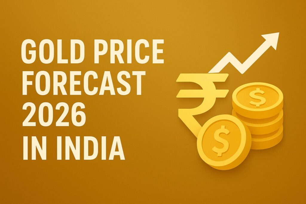 banner me growth ka simbal aur gold coin aur inr ka photo hai aur content me gold price forecast 2026 in india likha hai