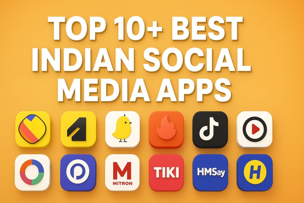 Top 10+ Best Indian Social Media Apps – Popular Made in India App 3D Banner