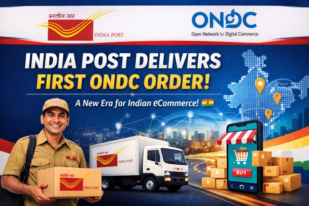 Department of Posts delivers first ONDC platform order successfully, marking a new milestone in India’s digital commerce.