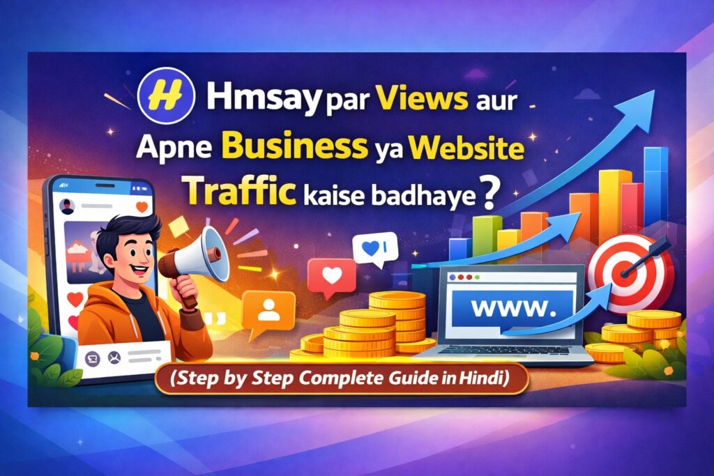 Hmsay par views aur website traffic badhane ka step by step guide banner in Hinglish